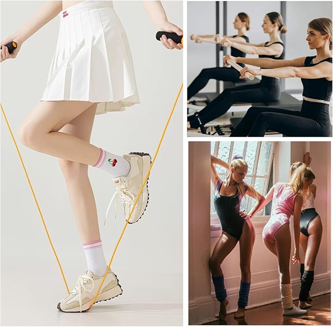EUDOLAH Cute Yoga Socks for Women Pilates Barre Breathable Non-Slip Crew Grip Sock With Stripes Anti-friction Athletic Socks