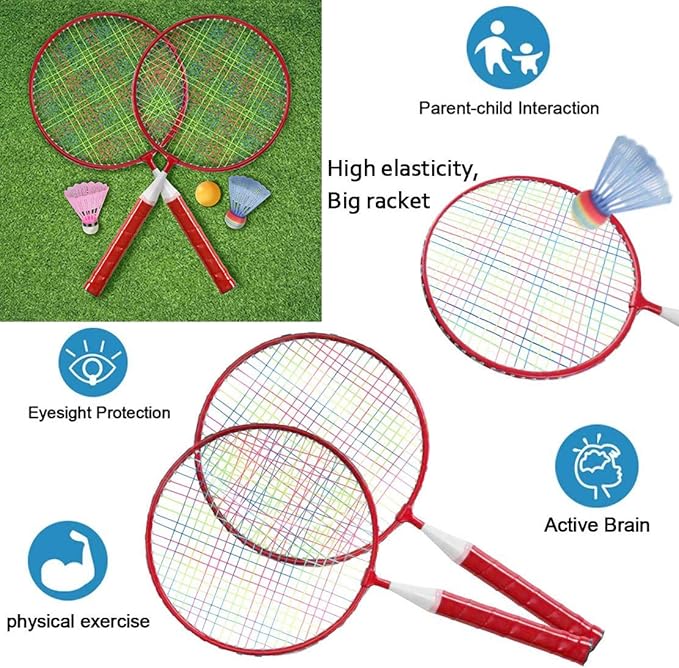 Badminton Rackets for Children,12 in 1 Shuttlecocks Racquet Sports Set w/Lightweight Carrying Bag for Kids Professionals Beginner Players Indoor Outdoor Sport Game