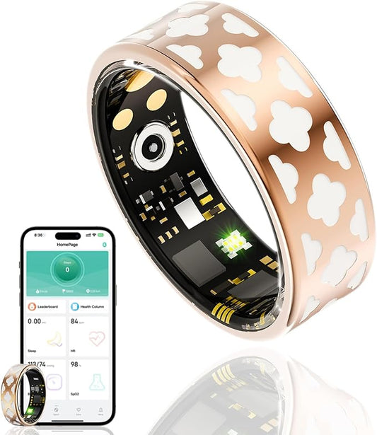 Smart Ring Health Tracker, Sleep Tracker Ring with Heart Rate, Waterproof Fitness Ring for Activity Monitoring/Steps/Distance/Calories, Air Gesture (8)