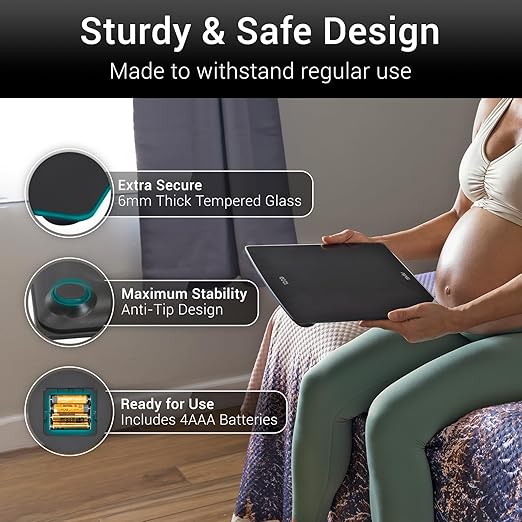 Vive Precision Smart Scale – Digital Bathroom Scale for Body Weight with Bluetooth & Vive App Sync – Accurate Health Monitor for Home, Track via Phone, 400 lb Capacity, Batteries Included (Black)