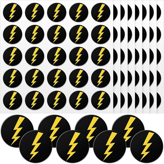 Jecery 200 Pcs Helmet Stickers Baseball Softball Helmet Baseball Stickers 1.1 Inch Lightning Bolt Vinyl Decals Self Adhesive for Softball Lacrosse Wall(Black Print Gold)