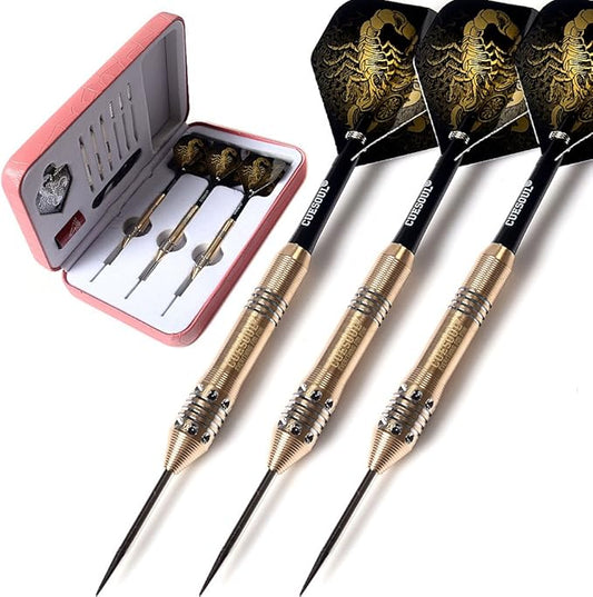 CUESOUL Steel Tip Darts Set 20/22/24 Grams with Deluxe PU Darts case-Black Scorpion Series