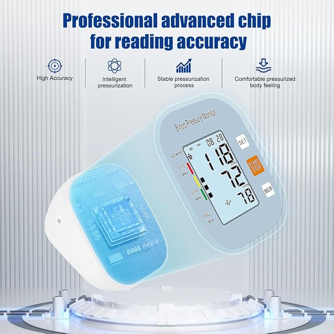 Blood Pressure Monitors for Home Use, Blood Pressure Machine Upper Arm with Large Wide Cuff Automatic Digital BP Machine LCD Screen BSX583(Light Blue)