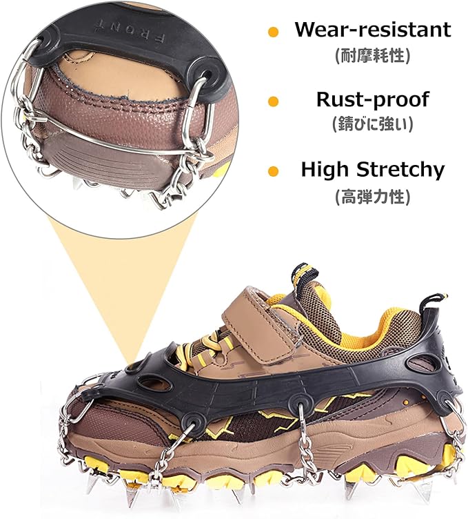 Azarxis Walk Traction Ice Snow Cleat Treads Grips Grippers Crampons Creepers with 19 Spikes for Shoes Boots Men Women Walking Climbing Hiking Fishing Heavy Duty Anti Slip Stainless Steel