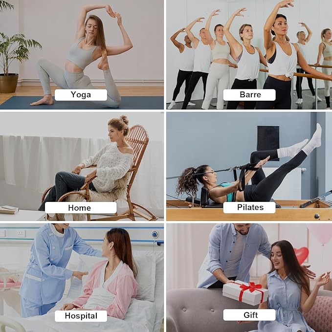 Grip Pilates Socks for Women, Yoga Slouch Socks with Grip for Barre Workout Hospital Long Scrunch Slipper Socks