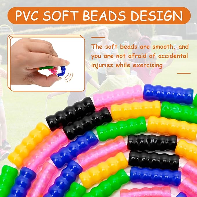 Beaded Jump Rope 1 Pack/2 Pack, ACEONE Segmented Skipping Rope for Kids Adults, Adjustable Tangle-Free Toddler Jumping Rope for Fitness Exercise Training