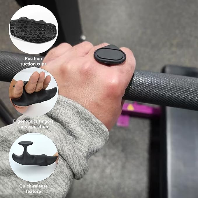 Original Rubber Gym Grips for Weight Lifting, Deadlifts, Ergonomics Shaped Workout Grips for Men Women Palm Protection, Fingerless Workout Gloves