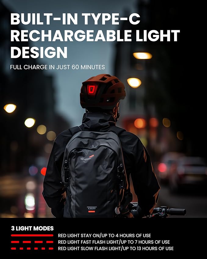 OutdoorMaster Gem II MIPS Bike Helmet with Light - Lightweight Cycling Helmet,Mountain Road Bicycle Helmet for Youth & Adult