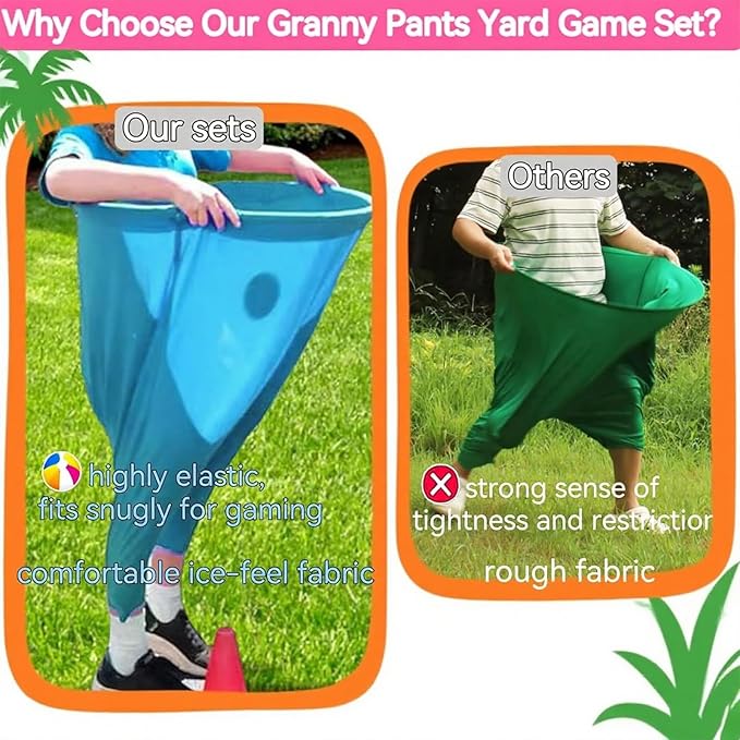 Granny Pants Giant Yard Game with Bouncy Balls - Ultimate Outdoor Tossing Party Game for Adults and Kids (RGBY)