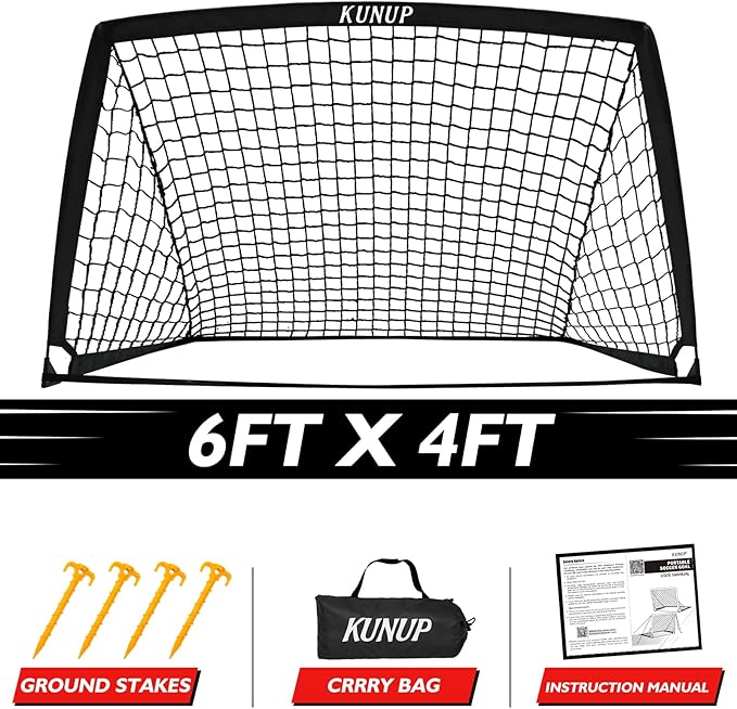 5×3 6x4 9x5 FT Portable Kids Soccer Goal for Backyard, Foldable Soccer Practice Net with Carrying Bag for Toddler Youth Adult Pop Up Soccer Training Equipment Indoor and Outdoor Sports Game