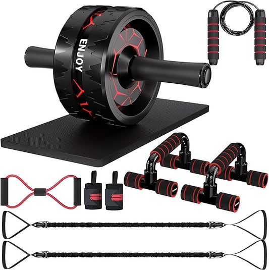 Readaeer Ab Roller Wheel, Ab Exercise Wheels Kit with Ab Roller, Resistance Bands, Knee Mat, Jump Rope, Push-Up Bar