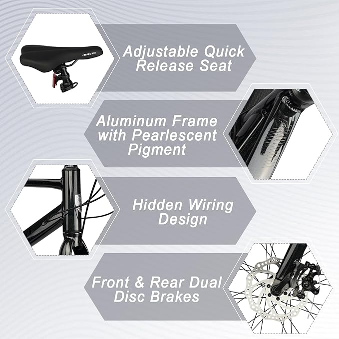 AVASTA Jupiter 700C Road Adult Step-Over Hybrid Cycling Bike Bicycle, Aluminum Frame, 21-Speed, Dual Disc Brakes, Multpile Colors for Men Woman Male Female