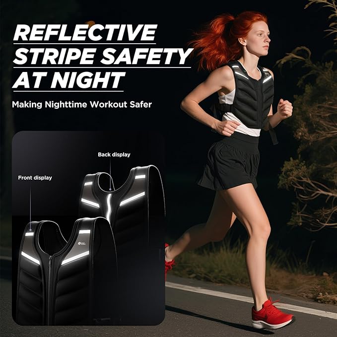 Weighted Vest,10lb/15lb/20lb Weight Vest with Reflective Stripe,Body Weight Vests for Men,Women Gym Home,Workout,Strength Training,Fitness,Running,Training