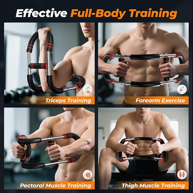 Twister Arm Trainer - Adjustable Resistance 60-100lb for Chest & Arm Workout, Portable Upper Body Strength Training Bar for Home & Gym, Detachable Power Twister Exercise Equipment