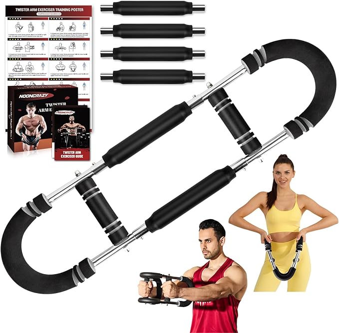 Twister Arm Trainer, Adjustable Twister Arm Chest Exerciser with 2/4 Spring & Training Poster for Men & Women, Detachable Power Twister Home Fitness Equipment for Enhancing Upper Body Muscle