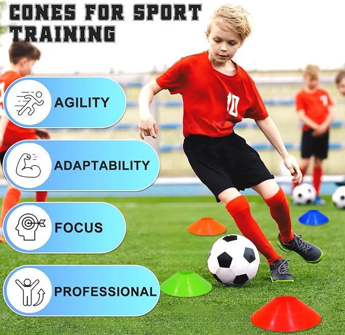 6x4FT Kids Soccer Goal for Backyard Set Portable Soccer Goal with Ball Pump and Cones Soccer Net Set of 2 Training Equipment Outdoor Sports Gift