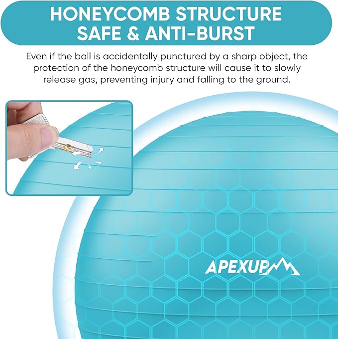 APEXUP Yoga & Pilates Ball - Anti Slip Heavy Duty Gym Ball for Fitness, Balance & Core Workout