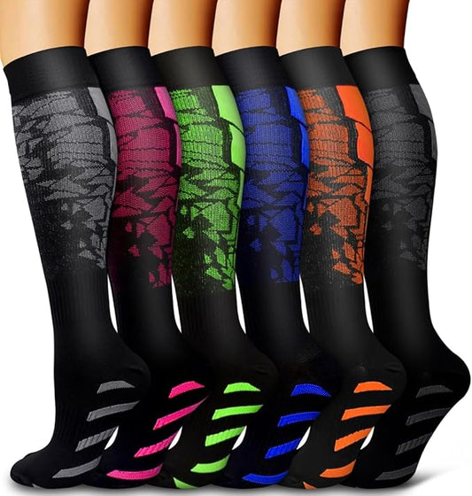 6 Pack Copper Compression Socks for Women and Men Circulation-Best Support for Medical, Running,Nursing,Athletic