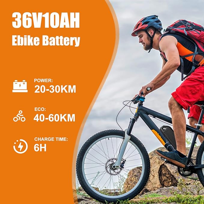 UAZ 36V 48V 52V Ebike Battery 4 Pin 10Ah 15Ah 20Ah Electric Bike Battery with 40A BMS Safe Lock, Led Indicator Light, for 200-1500W Motor Tricycle, Mountain Bicycle Batteries (36V10AH-4PIN)