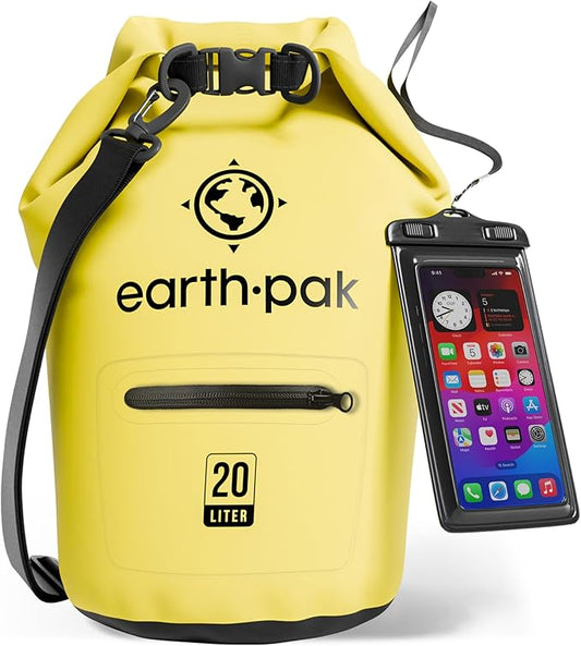 Earth Pak Waterproof Dry Bag with Zippered Pocket - Waterproof Dry Bag Backpack Keeps Gear Dry