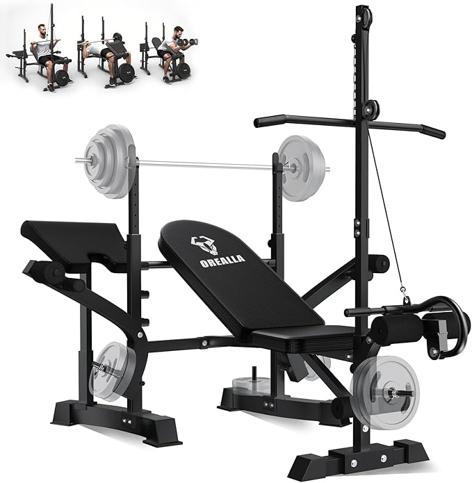 Adjustable Weight Bench Press Set - Full Body Strength Training Workout Bench, 8 in 1 Multi-Function Exercise Equipment with Leg Developer, Preacher Curl Pad, Chest Fly for Home Gym