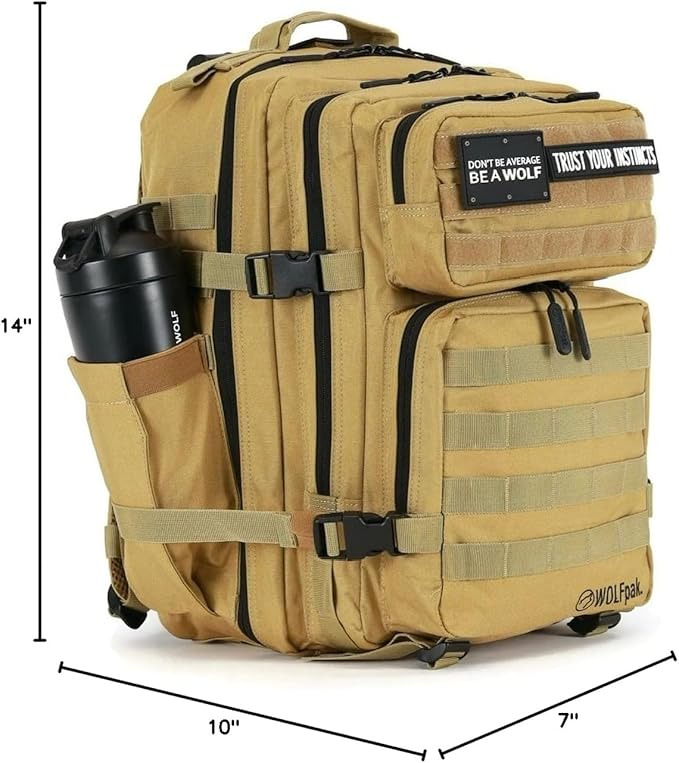 WOLFpak 35L Backpack (Khaki) Medium Gym and Travel Backpack, Military Grade, Multipurpose Utility Bag for Men and Women, Heavy-Duty & Durable