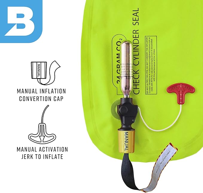 BLUESTORM Cirrus26 Inflatable PFD Life Jackets for Adults | US Coast Guard Approved Automatic Life Vest w/Manual Override Convertibility