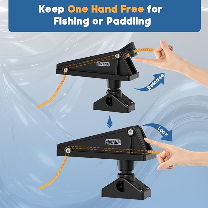 Kayak Anchor Lock System with Side Deck Mount - Durable, Easy-to-Use Anchor Lock for Small Boats and Kayaks, Single-Handed Operation, Versatile Installation