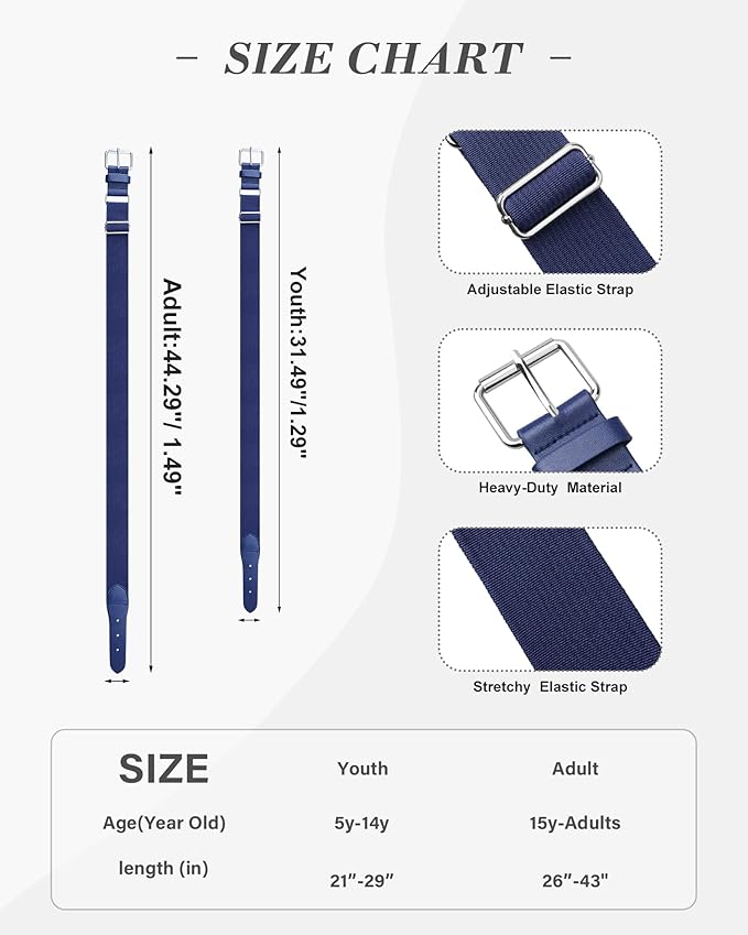 Stelle Baseball/Softball/Fastpitch Belt Girls Sports Elastic Adjustable Boys Uniform Belts Youth and Adult Sizes