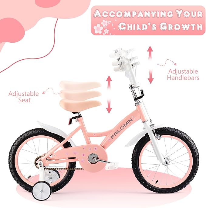 14/16/18 Inch Children’s Bike for Toddlers Kids Ages 3-9, Safe Non-Slip Tires, Removable Training Wheels, Coaster Brake, Easy Assembly, Perfect for Boys and Girls, Multiple Color