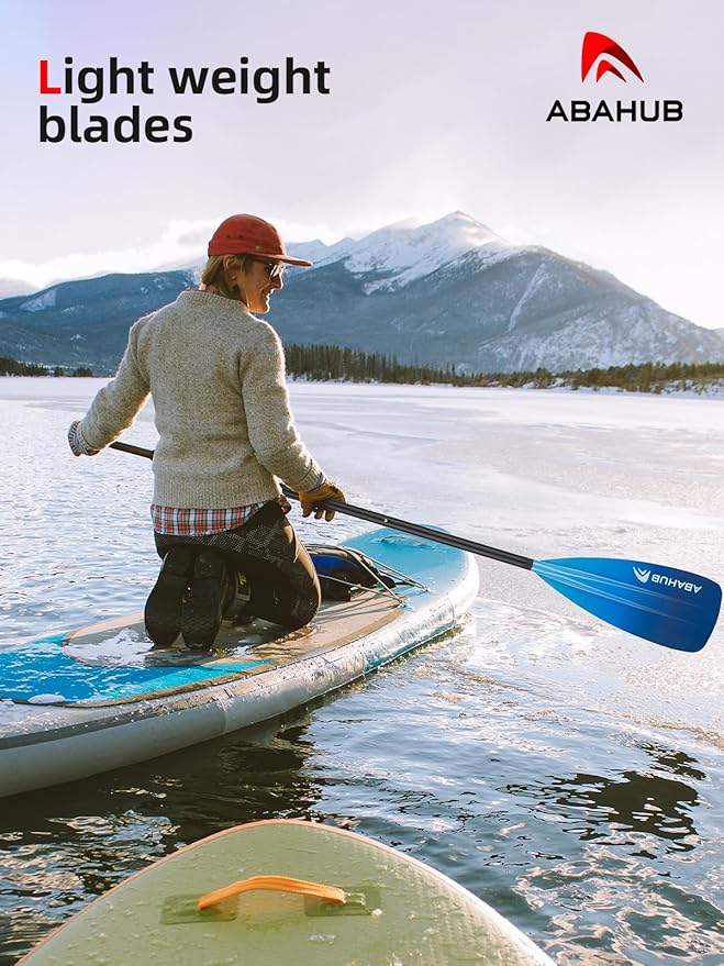 Abahub SUP Paddle - 3 Piece Adjustable Paddles - Lightweight Stand-up Paddle Oars for Paddleboard, Adjustable Aluminum Alloy Shaft 68" - 84", Black/Blue/Green/Orange/Red/Yellow Plastic Nylon Blade