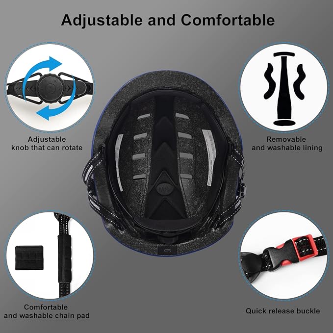 Bike Helmets for Adults - Front and Rear LED Lights Adjustable Bicycle Helmet for Adults Men Women Scooter Helmet for Commuting, Road Biking, Skating, Scooter