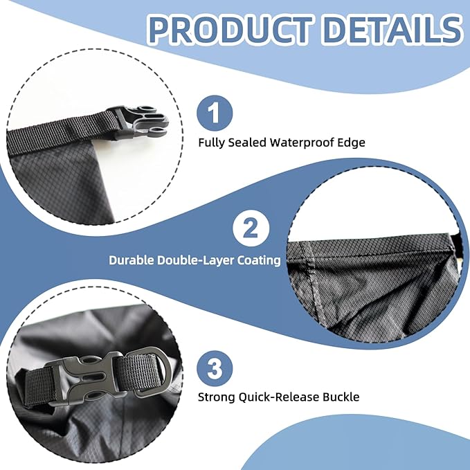 6PCS Dry Bags Waterproof, Lightweight Dry Bags for Kayaking Waterproof，Outdoor Waterproof Bag for Kayaking Hiking Boating Camping