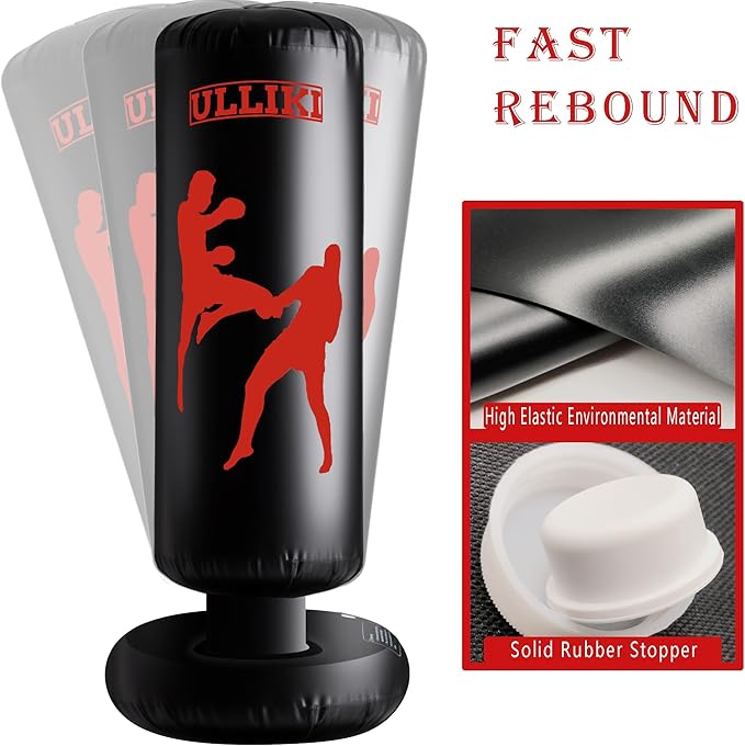 Freestanding Punching Bag for Adults, Kick Boxing Bag with Stand for Adults, Blow up Punching Bag for Kids 12-14