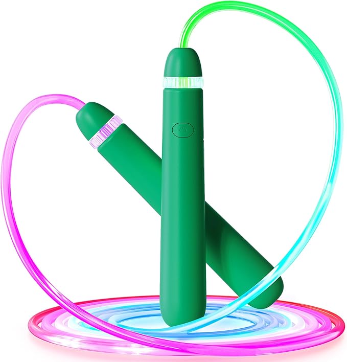 LED Light Up Jump Rope for Kids and Adult, Adjustable Glowing Skipping Rope for Boys and Girls, Colorful Luminous Jumping Rope for Fitness and Workout