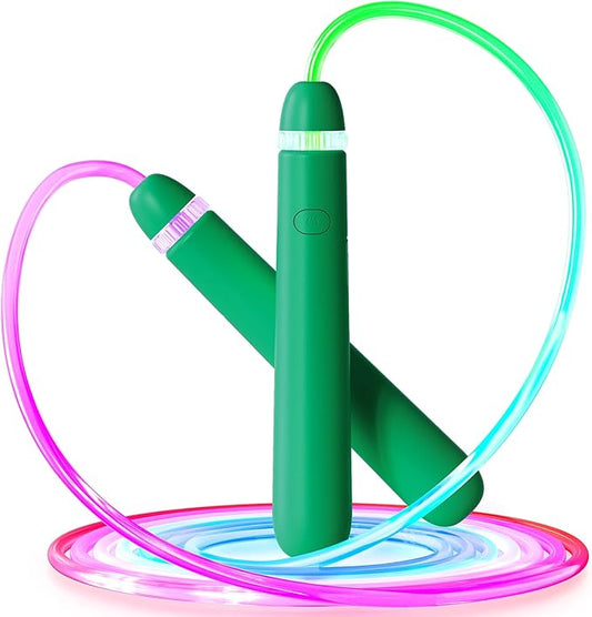 LED Light Up Jump Rope for Kids and Adult, Adjustable Glowing Skipping Rope for Boys and Girls, Colorful Luminous Jumping Rope for Fitness and Workout