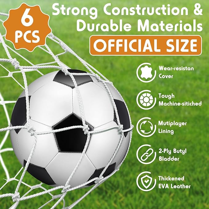 6 Pcs Operation Christmas Soccer Ball Bulk with Pump Needles, Official Deflated Soccer Ball Gift for Youth Adult Game Training Practice Christian Charity Donation Supplies