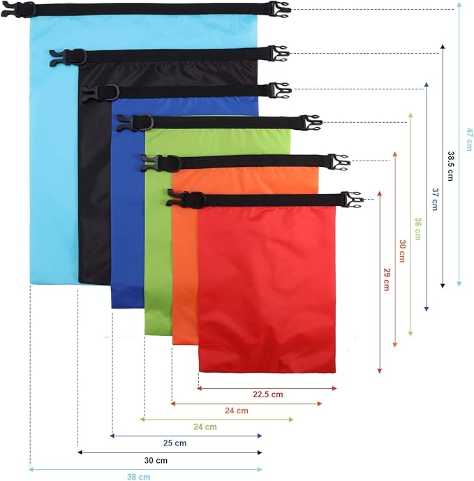 Shappy Waterproof Dry Bag Set 6 Sizes Lightweight Sacks and Long Adjustable Shoulder Strap Outdoor Water Proof Keep Gear Dry Bag Stuff Sacks for Backpacking, Boating, Hiking, Camping