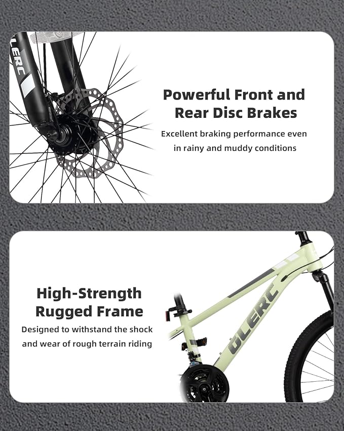 Glerc 20 24 Inch Kids Bike, Kids Mountain Bike for Boys and Girls Ages 6-14, 21-Speed Skyline Bicycle with Front Suspension and Disc Brakes, Multiple Colors