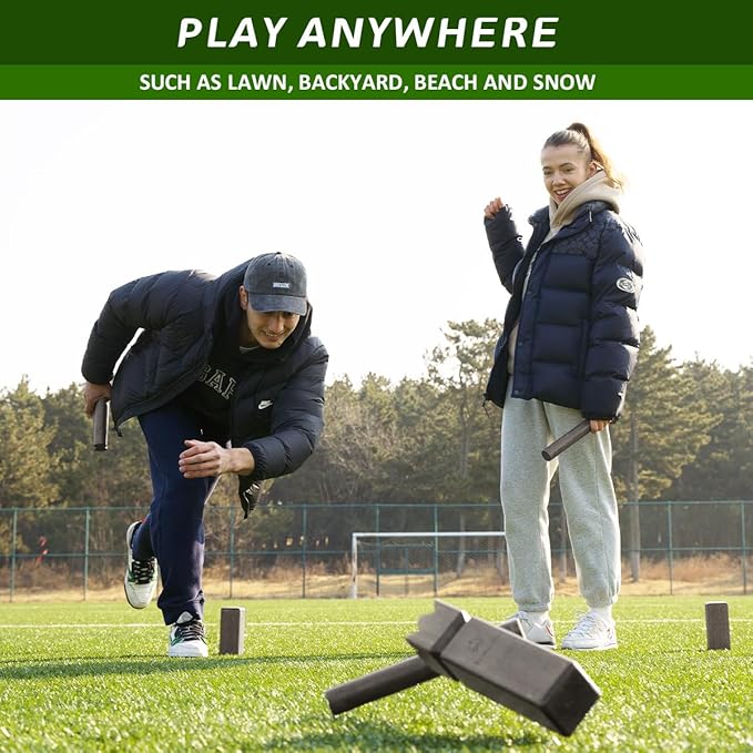 Kubb Yard Game Set, Garden Rubber Wood Outdoor Tossing Game with Canvas Carry Bag, Giant Viking Outdoor Chess Game for Kids, Adults & Backyard Lawn