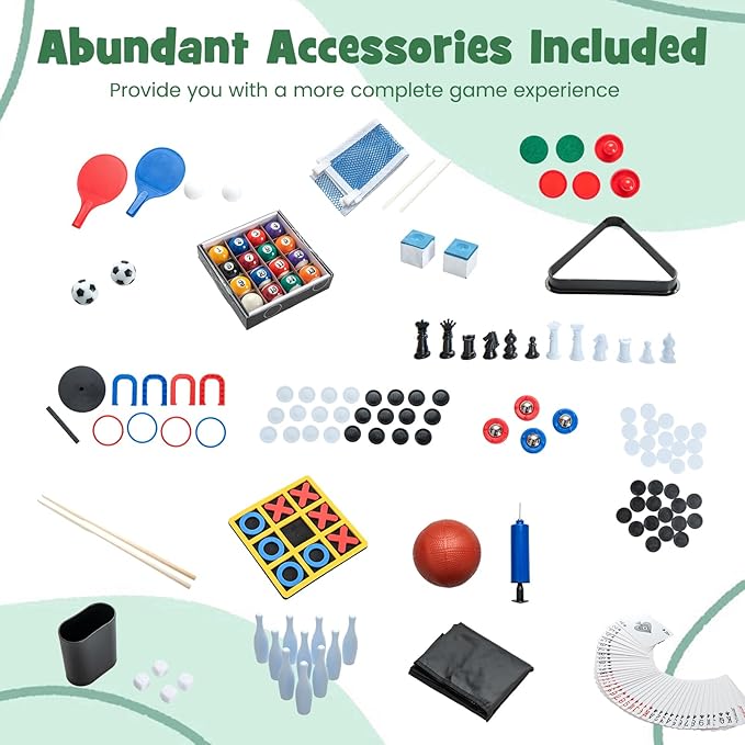 Giantex 14-in-1 Multi Game Table, Combination Game Tables with Foosball, Hockey, Basketball, Ping Pong, Pool, Chess, Bowling, Checkers, Shuffleboard, Combo Game Table Set for Adults Kids