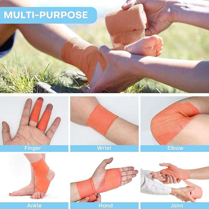 48 Pack 2” x 5 Yards Self Adhesive Bandage Wrap, Elastic Breathable Cohesive Bandage Wrap Athletic Stretch Tape for Wrist Ankle Sports (Multi-Color)