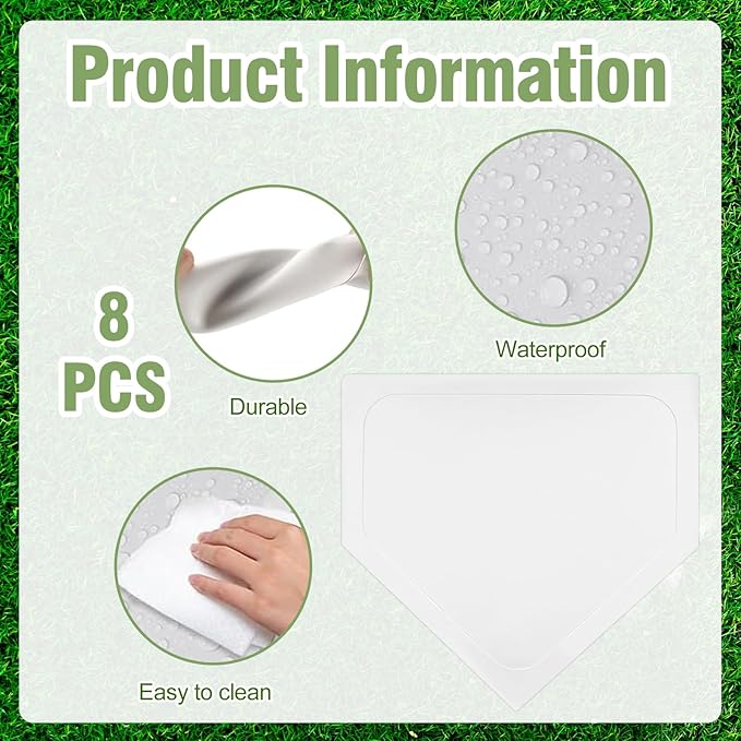 Mototo 2/3/4/6/8PCS White Baseball Home Plate Rubber Throw Down Baseball Bases 16 inch Softball Home Plate Kickball Bases for Kickball Practice Pitching Hitting Training Equipment