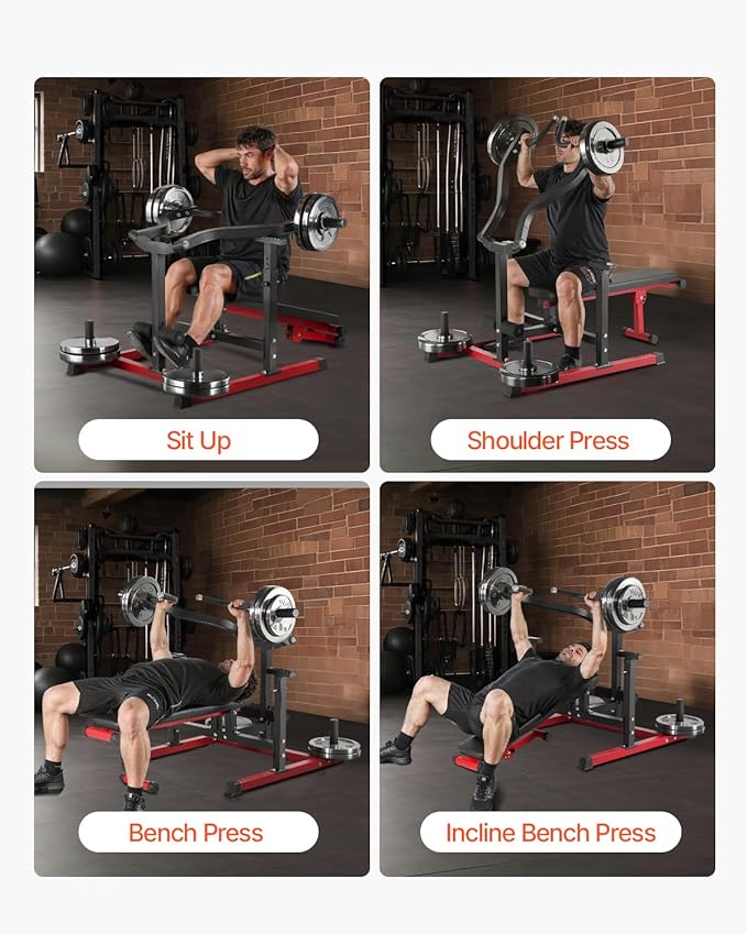 VEVOR Chest Press Machine, Bench Press Set, Adjustable Flat Incline Bench with Independent Converging Arms, Upper Chest Equipment, Fitness Home Gym Equipment Chest
