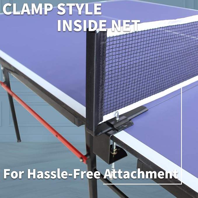 8ft Table Tennis Table Foldable & Portable Ping Pong Table Set for Indoor & Outdoor Games with Net, 2 Table Tennis Paddles and 3 Balls