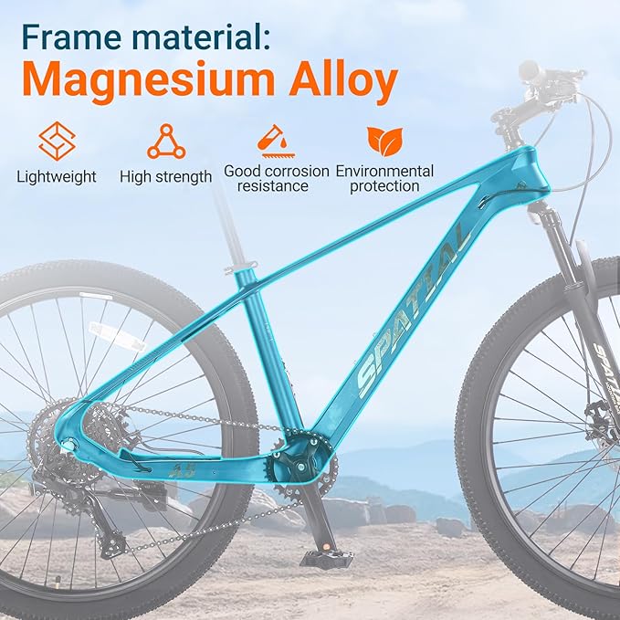 SPATIAL Mountain Bike, 24/26/27.5/29 inch Outdoor Cycling Bike,21/8 Speed Lightweight Aluminum Frame | Dual Disc Brakes,Adjustable Ergonomic Seat for Men Women Adult,MTB Bicycle