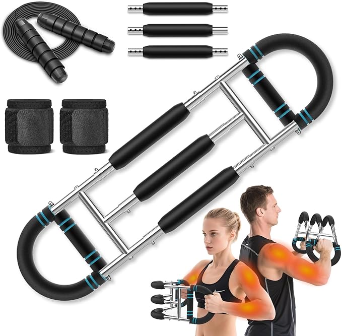 MoKo Twister Arm Trainer, Arm Exerciser Adjustable Resistance Levels from 60-170 lbs, Chest Workout Equipment for Enhancing Upper Body Muscle, Arm Strength Trainer with Jump Rope & Wrist Guards