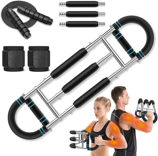 MoKo Twister Arm Trainer, Arm Exerciser Adjustable Resistance Levels from 60-170 lbs, Chest Workout Equipment for Enhancing Upper Body Muscle, Arm Strength Trainer with Jump Rope & Wrist Guards