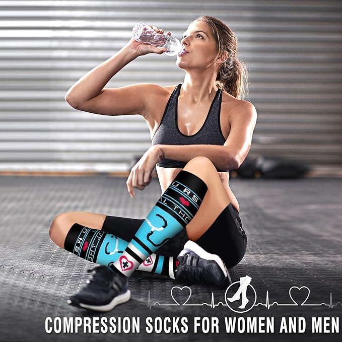 6 Pack Copper Compression Socks for Women and Men Circulation-Best Support for Medical, Running,Nursing,Athletic