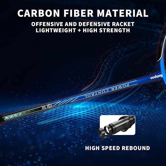 Badminton Racket Carbon Fiber, Badminton Racquet Set with Cover, Badminton Professional Racket Durable for Beginners Outdoor Games Gym
